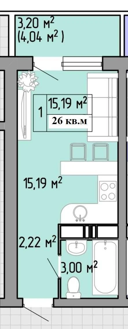 Сданный дом! Смарт 26 кв.м с панорамным видом, ЖК Акварель-3