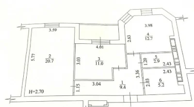 2-bedroom apartment, 65 sq m, for renovation, Sokolniki residential complex! Center! Park! Sums