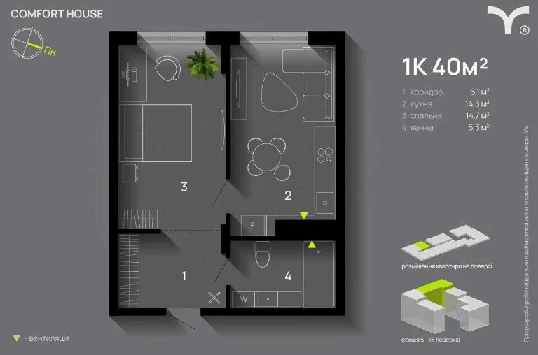 Продажа/Переуступка квартиры 1-комнатной в ЖК Comfort Ho