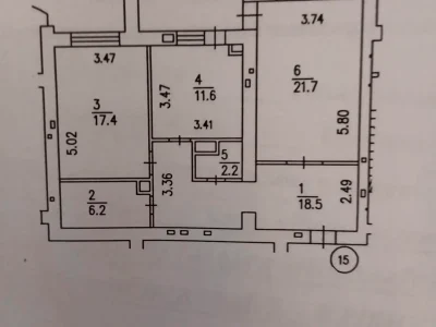 Rent 2-room apartment 84 m² on the 4th floor of a 15-story building.