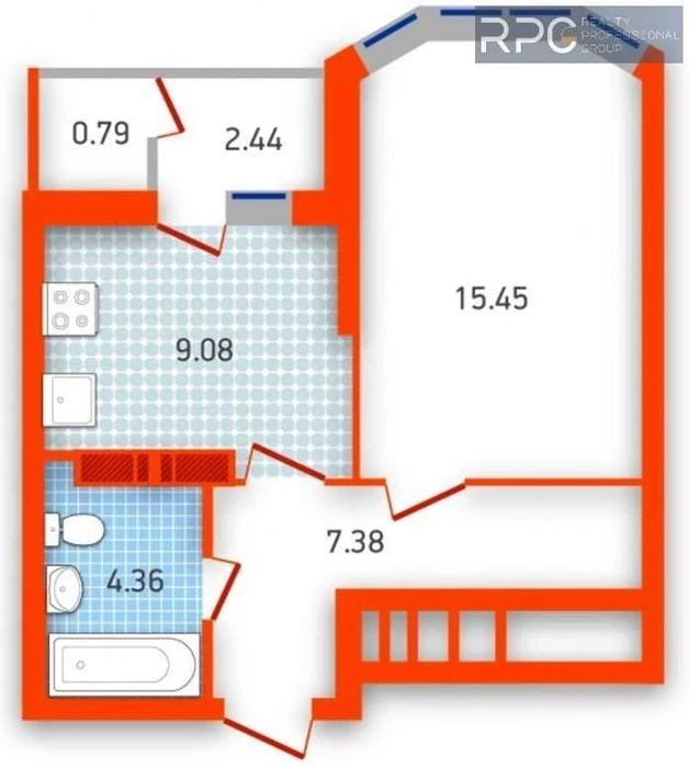 Sale of 1-room apartment 38m2 in the Oberig residential complex, 1-room, low, 3rd floor, Cherv