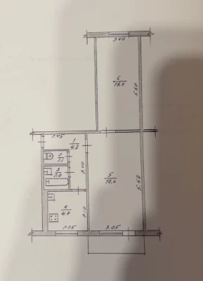 Sale of a 2-bedroom apartment on Kosmonavtiv Street, 2nd floor.
