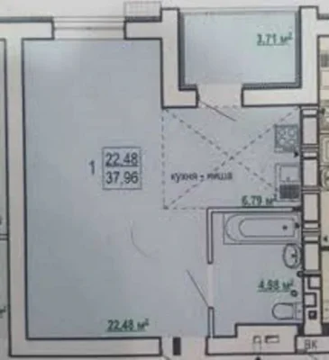 Sale of 1-room apartment in residential complex Hydropark, cheaper. Apartment 7