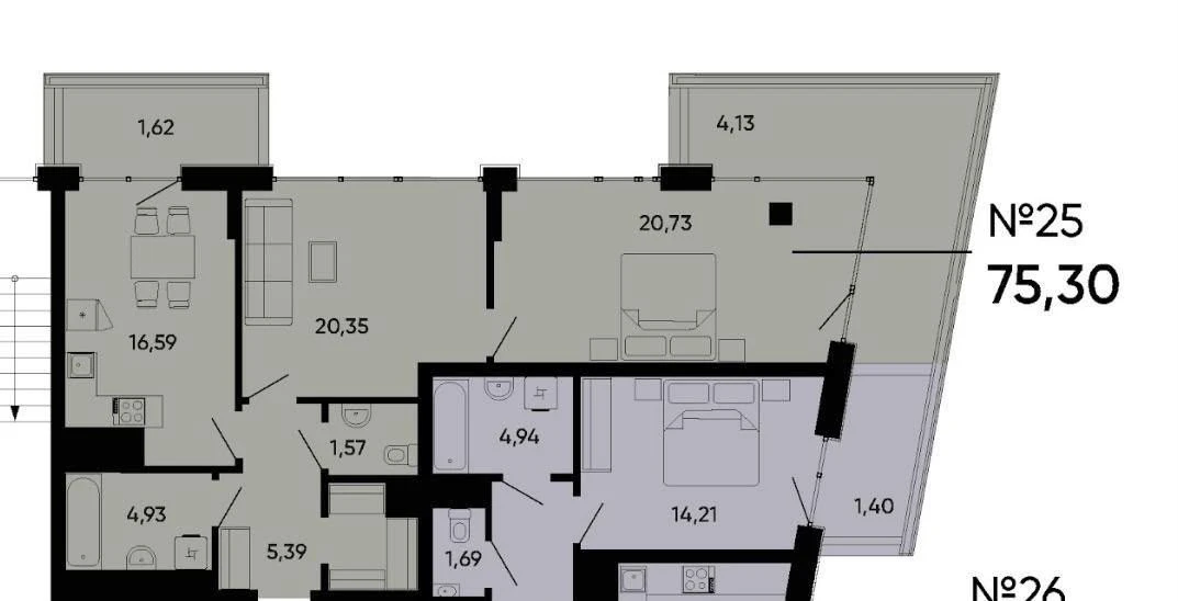 Продаж 2-кімнатної квартири в новобудові ЖК Five Address (ву