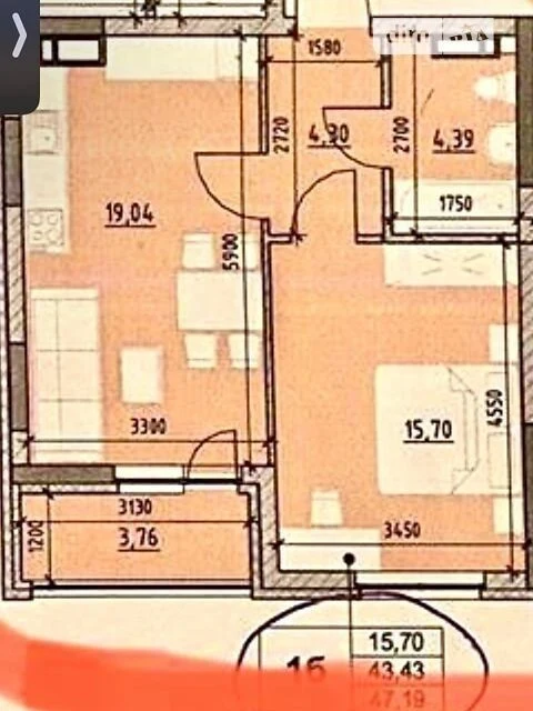 Sale of 1-room apartment 47 sq. m on Air Force Avenue 56G • I