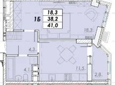 1-комнатная квартира в новом доме