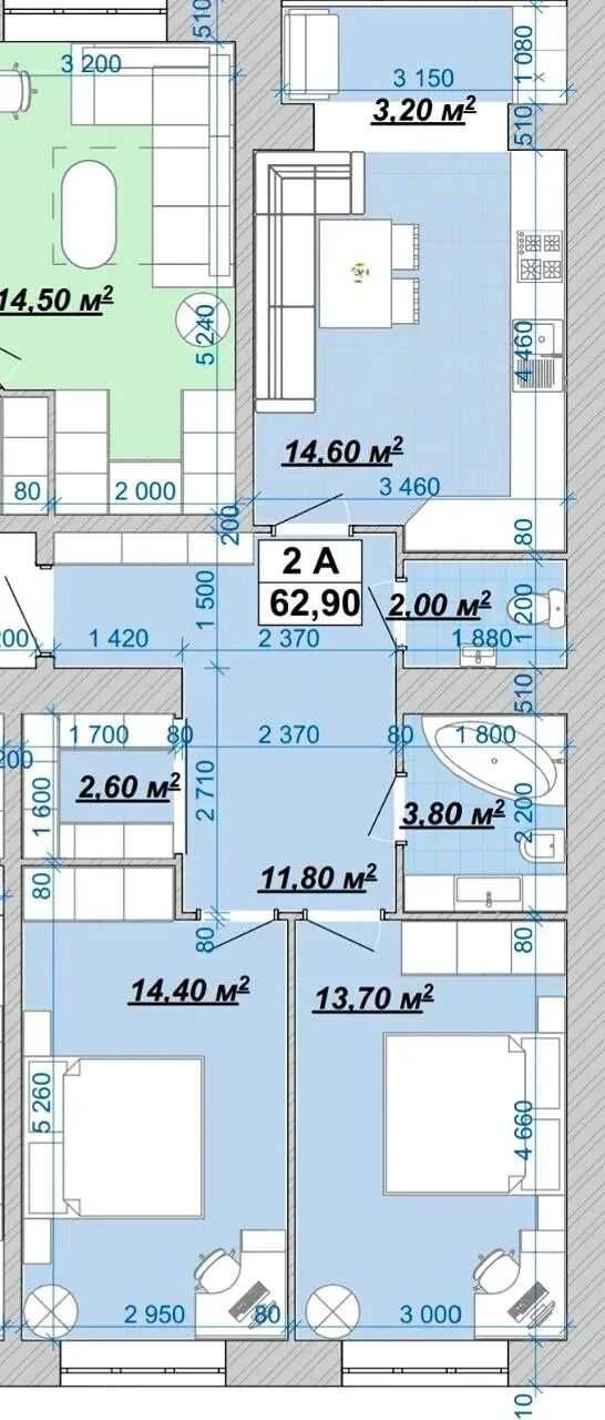 Продажа 2-комнатной квартиры в ЖК "Княгинин" по цене 800 $/м2