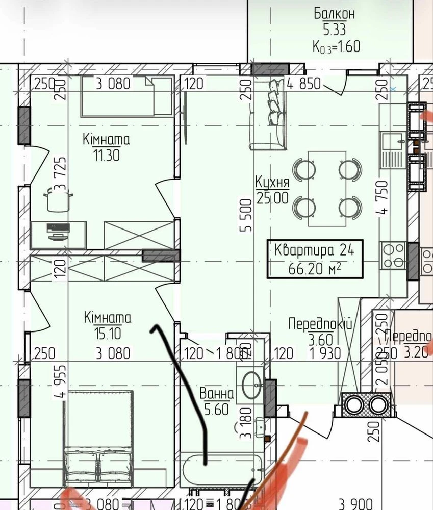 2 кімнатна квартира ЖК Home