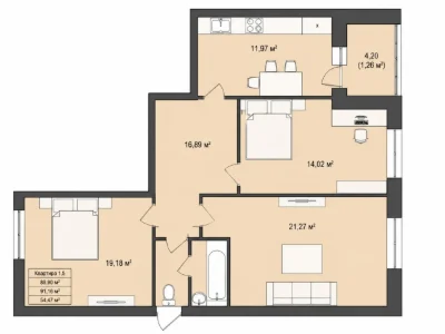Sale of a 3-room apartment for $850 per square meter, Bravo residential complex, Saharova Street.