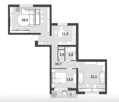 NO % Sales 3-room apartment 92 m2 residential complex "Grunwald"