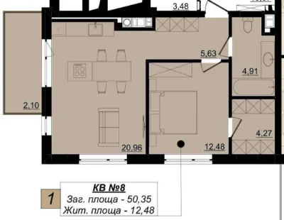 Sale of a 1-bedroom apartment 51 m2 in Residence Twenty-Two
