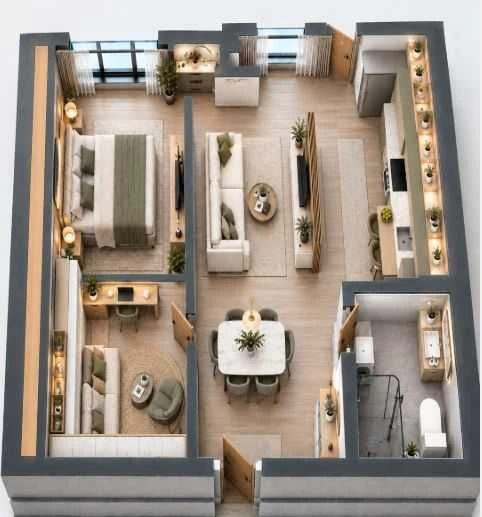 Sale of a 1-bedroom apartment 39 m² with panoramic windows and individual heating