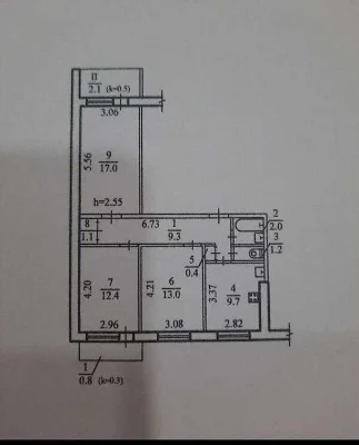 Продам большую 70 кв.м. 3-к .квартиру Парус Красный камень С