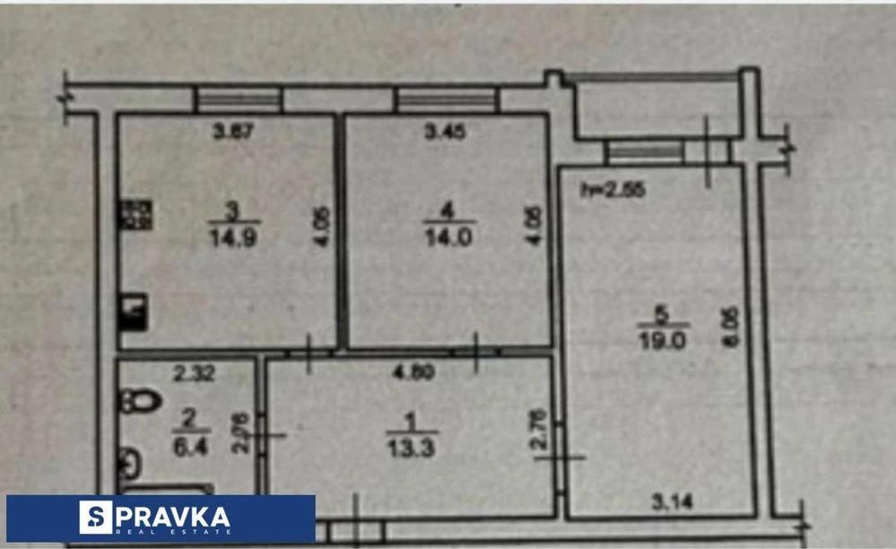2 ком.кв. 70м2 ПРАВИЛЬНОЙ формы