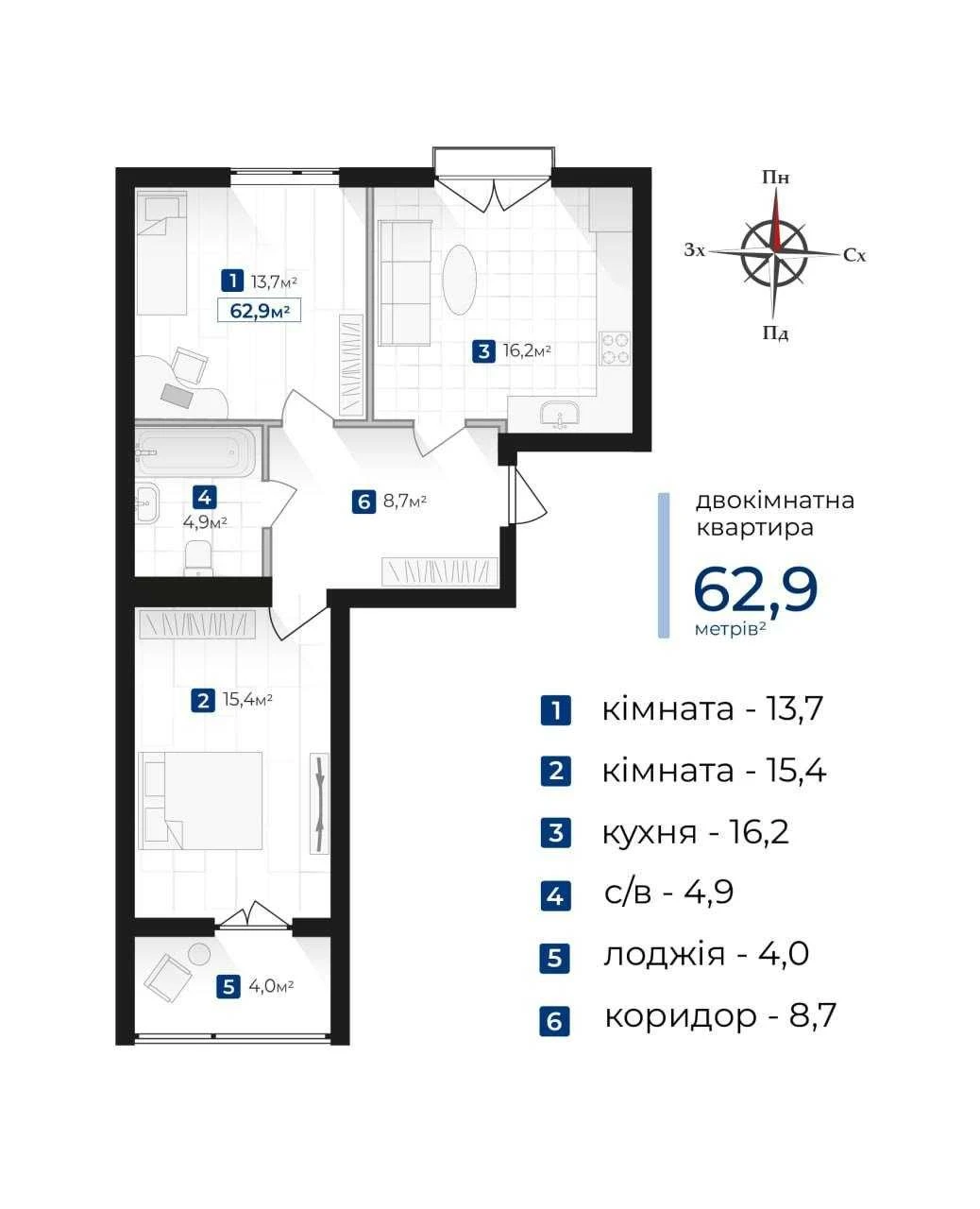 Продаж 2-кімнатної квартири в ЖК "Козацький"