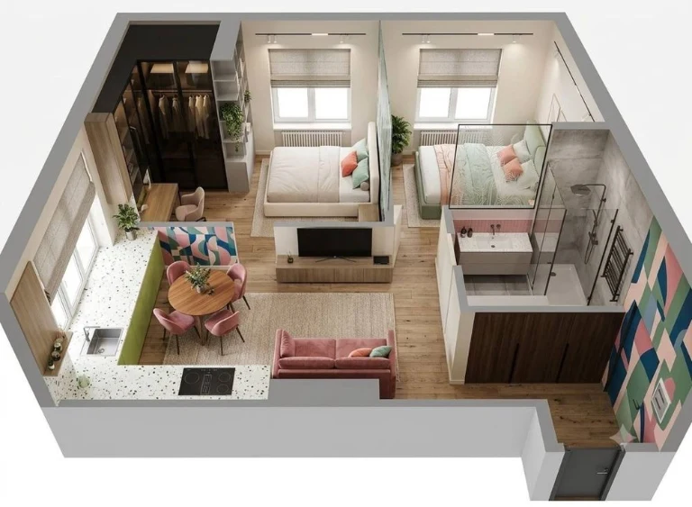 47 sq m for your ideal layout | 2-room apartment in the BARVY residential complex | New building