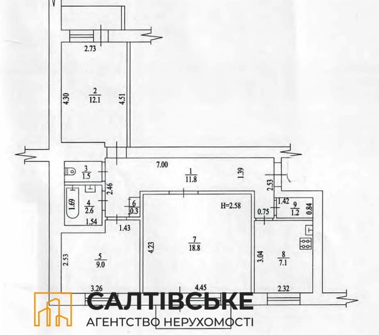 IP-3777 For Sale, 3-room apartment in Salta, Ukraine, TPK Ukraina 603 m/r