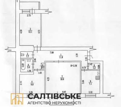 IP-3777 For Sale, 3-room apartment in Salta, Ukraine, TPK Ukraina 603 m/r