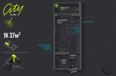 Sale of a 1-bedroom apartment