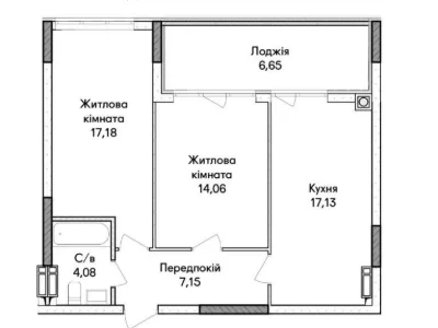 2-кімнатна квартира 56,3 м² — багато простору для сім’ї