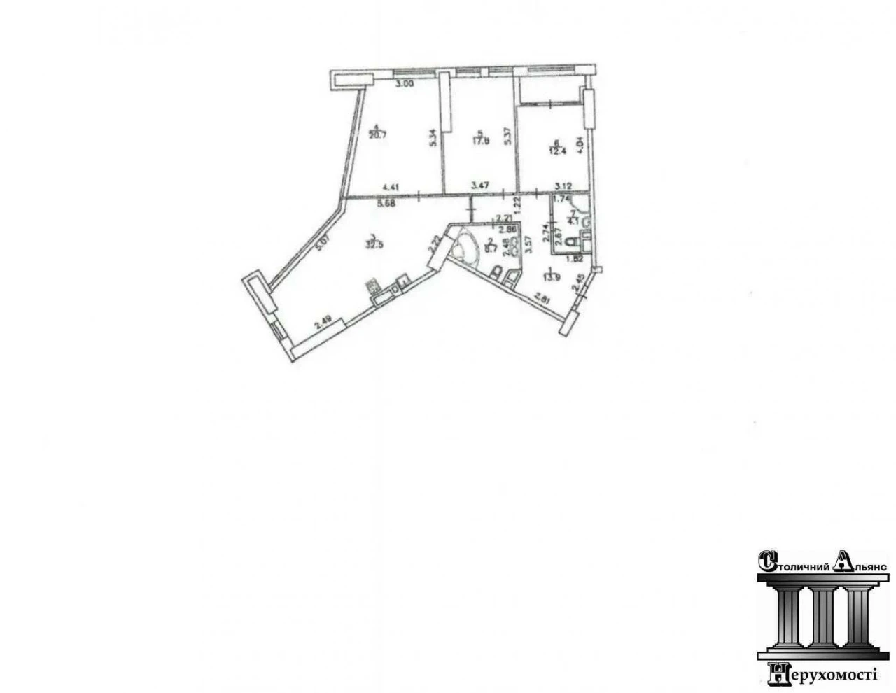 View of a 3-bedroom apartment in the Center, 110 sq. m, Manhattan/Manhattan, B