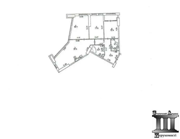 View of a 3-bedroom apartment in the Center, 110 sq. m, Manhattan/Manhattan, B