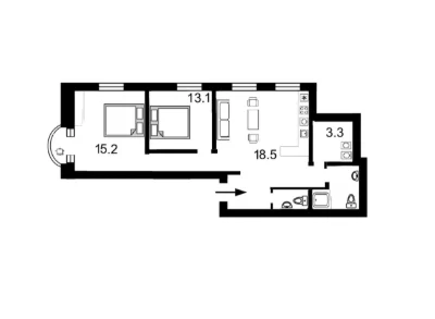 Продается квартира 2 км, 2 этажа, 60 м², Центр, Хрещатик, Заньковец