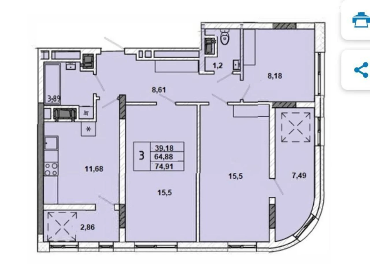 Продажа квартиры в ЖК "Миколайчука", 38