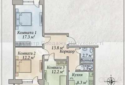 3-комнатная квартира, 75 м²