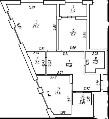 Sale of a 2-bedroom apartment in a completed section of the "Brama" residential complex.