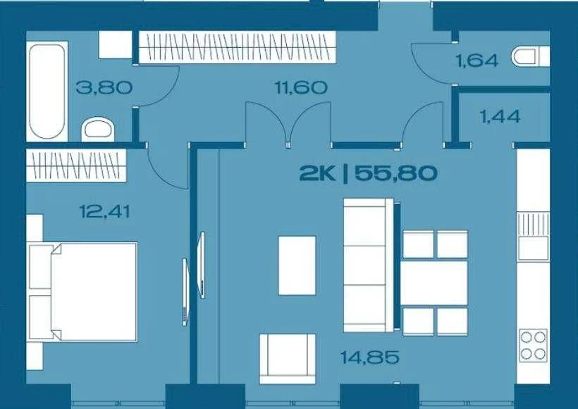 2-bedroom apartment with autonomous gas heating for sale