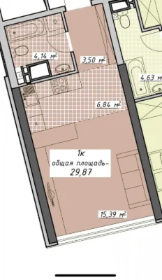1 комнатная ЖК «Атмосфера» /Срочно/Вид во двор