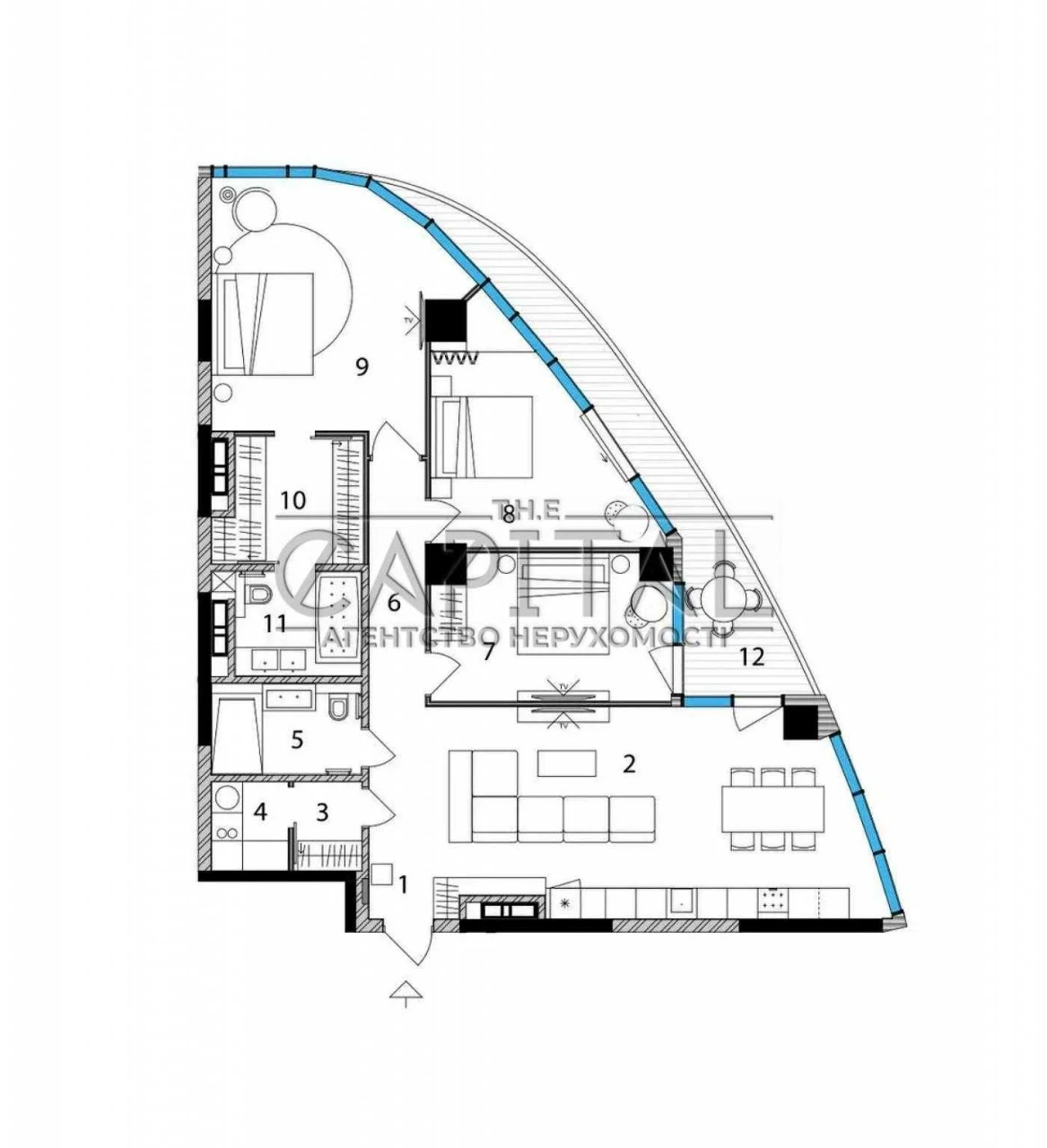 Taryan Towers 124 м² | 2 вежа | Вид на Батьківщину-Мати | 33