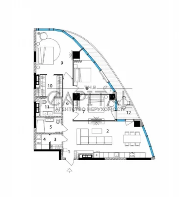 Taryan Towers 124 м² | 2 вежа | Вид на Батьківщину-Мати | 33