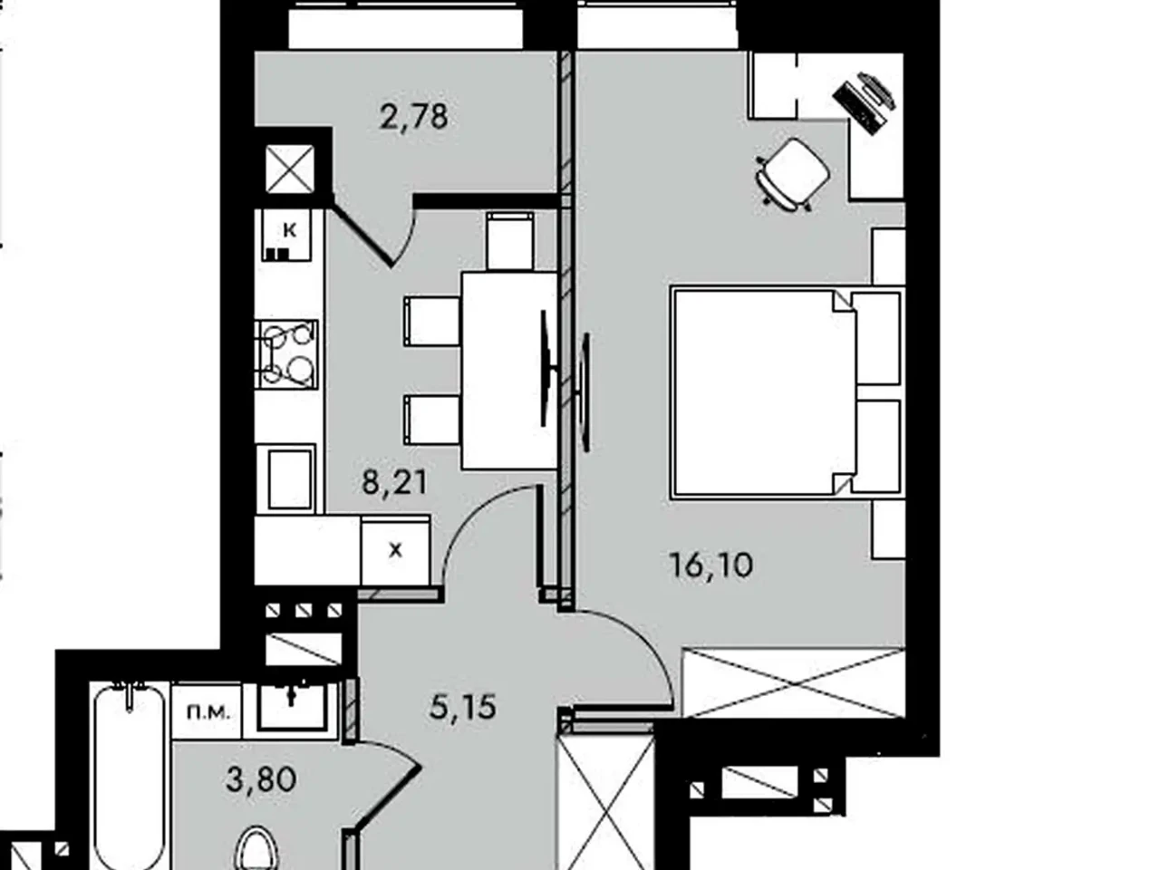 Продажа квартиры 1-комн. 36 м² 6/8 этажа