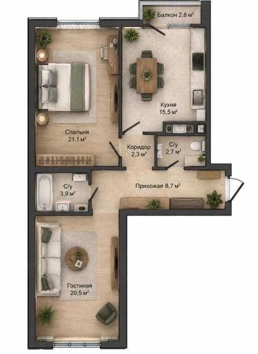 Продается 2-комнатная квартира в ЖК «Альтаир-2» - 76 м²