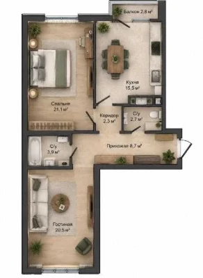 Продается 2-комнатная квартира в ЖК «Альтаир-2» - 76 м²