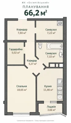 1-к апартаменти 66,2 м² ЖК Олімпійський | Шевченка, парк Пер