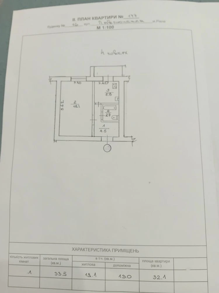 Продаж 1 Кім. квартири  ! Цегляний будинок