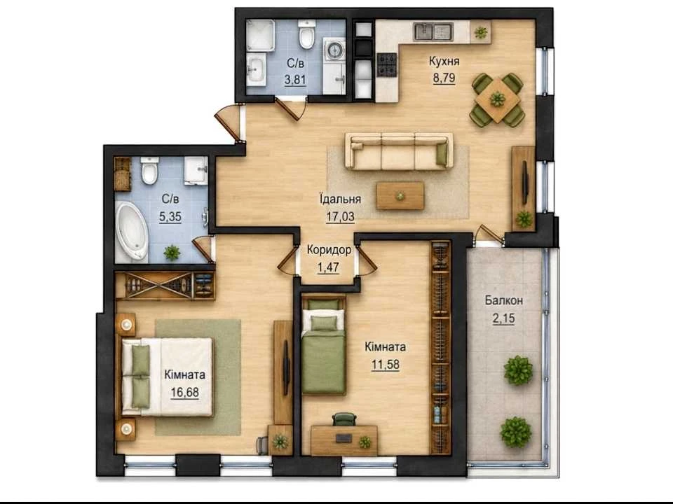 1-room apartment. Lviv, Sykhivska St.
