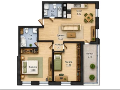 1-room apartment. Lviv, Sykhivska St.