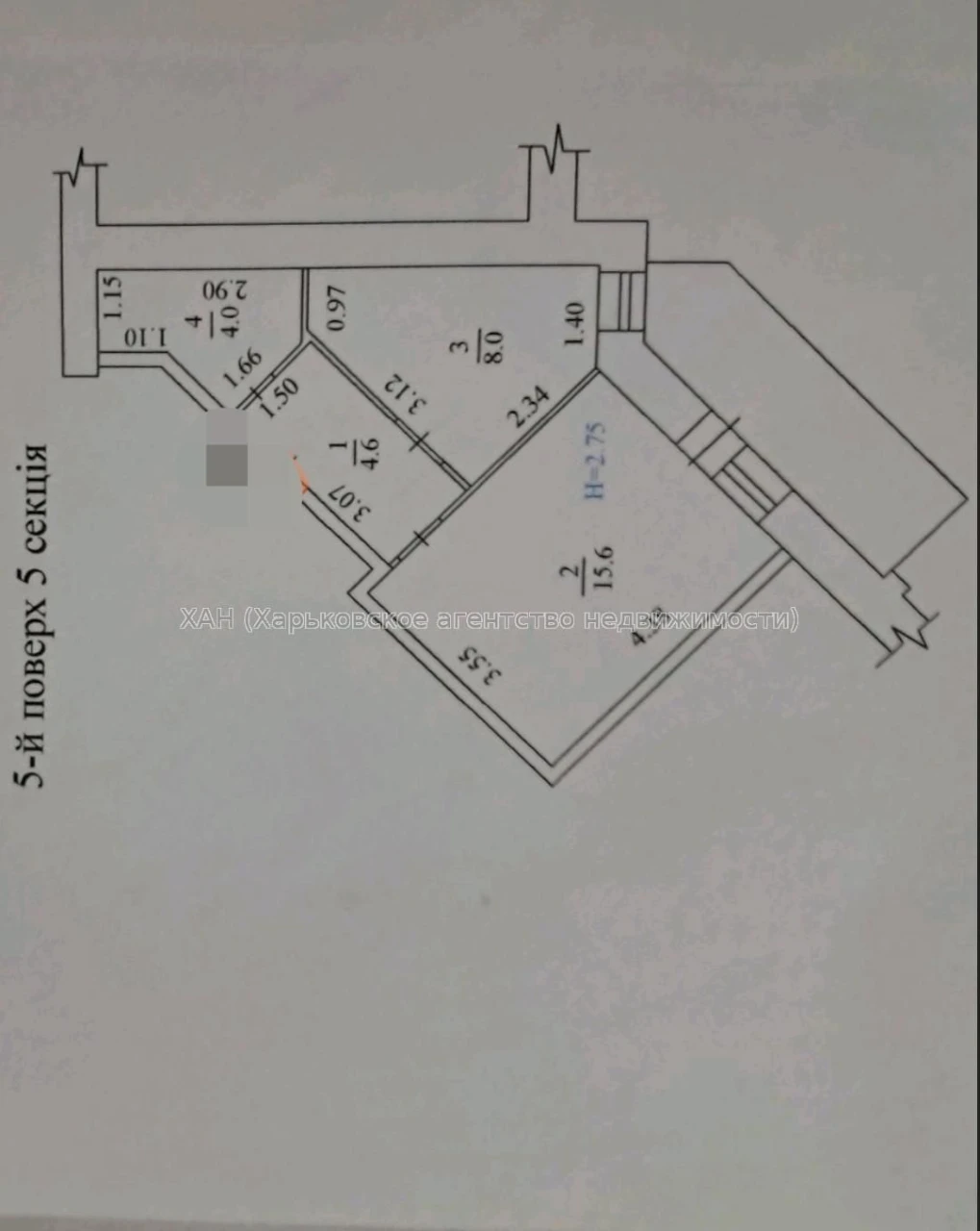 New building, 1 room, 36 sq. m., Saltovskaya metro station, 15 min walk. Brick house.