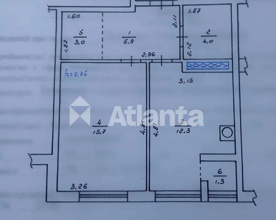 1 комн. квартира, площадь 42,2м ЖК ParkLand