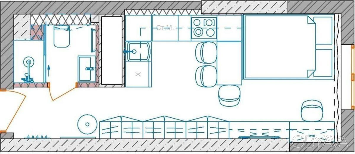 1-комнатная квартира, 22 кв.м