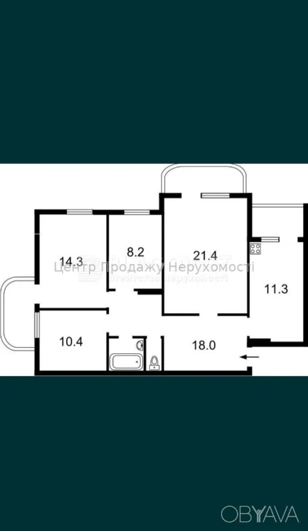 4-комнатная квартира, 87 м.кв.