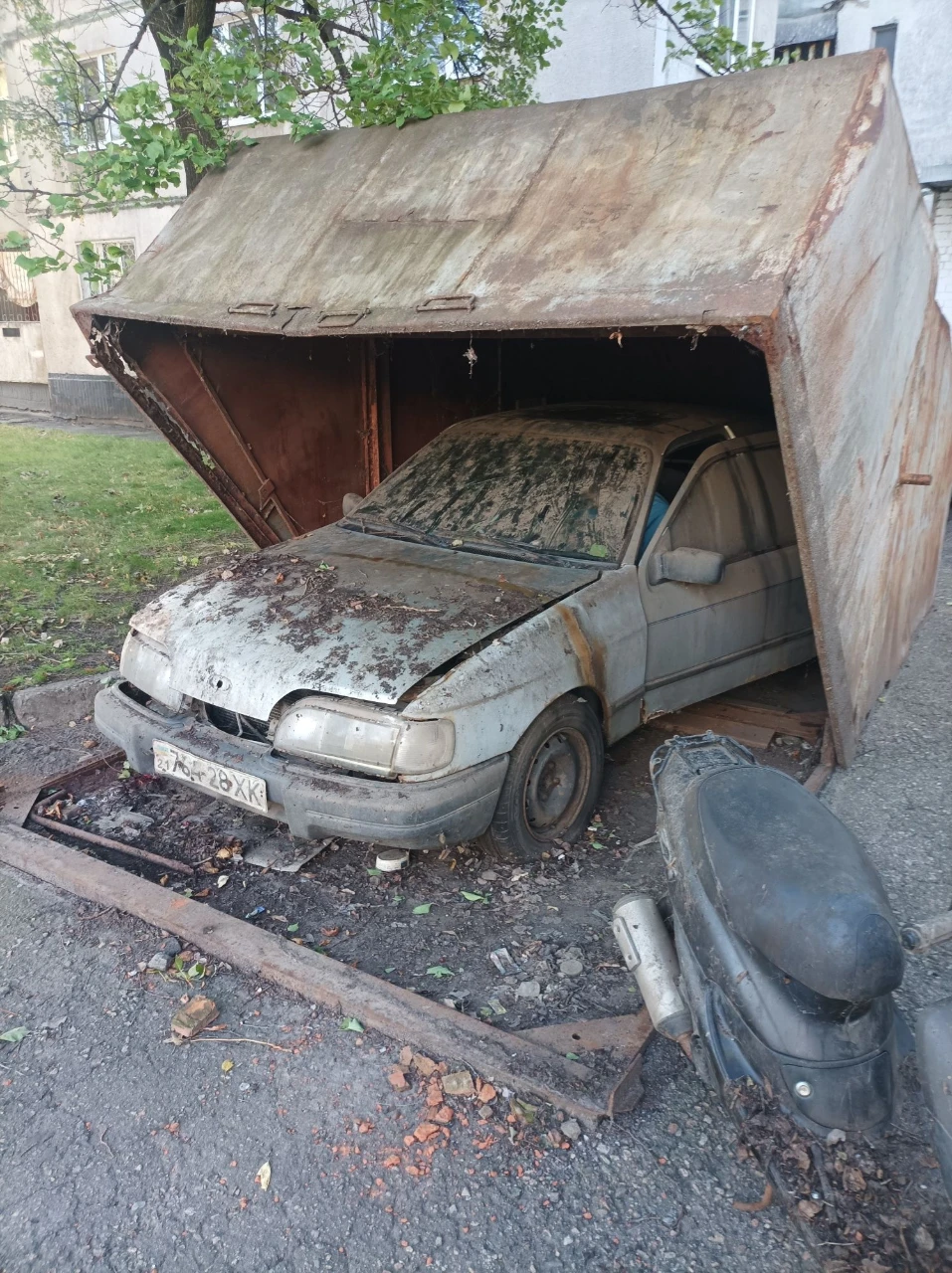 Shell garage. Self-removal