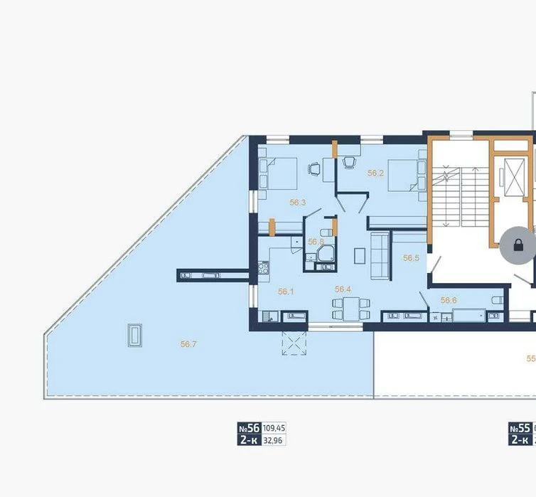 Продажа 2-комнатной квартиры 107,35 с террасой в ЖК N69 Reside