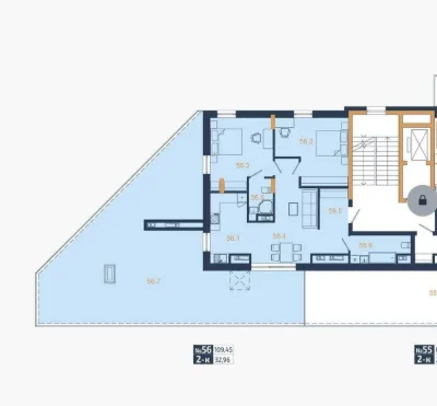 Продажа 2-комнатной квартиры 107,35 с террасой в ЖК N69 Reside