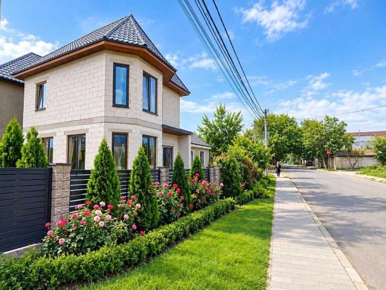 Detached new house next to Furniture House. Horkanalization