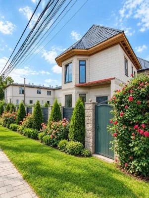 Detached new house next to Furniture House. Horkanalization